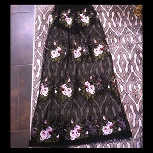 Akira Embroidered Sheer Maxi Skirt-Size S